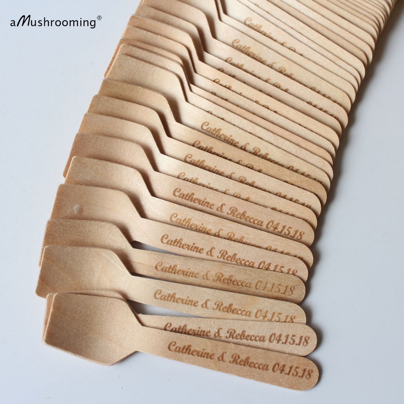 Wooden Spoons Personalized Engraved Mini Spoon Cooking Party Favors, Party Favors Kids, Wedding Shower Favors Ice Cream Spoons 9.5cm image 1