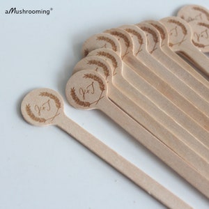 Natural Wooden Drink Stirrers 100 Coffee Stirrer Beverage Bar Stick Wood  Drink Stirs Customized LOGO for Personalized Wedding Party Cafe 