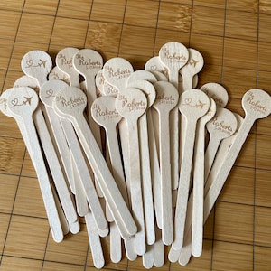 x100 Custom Drink Stirrers - Personalized Names Date Coffee Stirrer Beverage Bar Stick Drink Stirs Heart Airplane Wedding Party