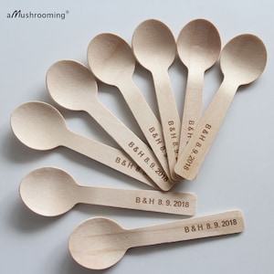Custom Mini Wooden Spoons Lettering Spoons Ice Cream Spoons for Birthday party Personalized party supplies Bridal Shower Wedding Decor