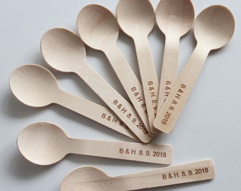 Custom Mini Wooden Spoons Lettering Spoons Ice Cream Spoons for Birthday party Personalized party supplies Bridal Shower Wedding Decor