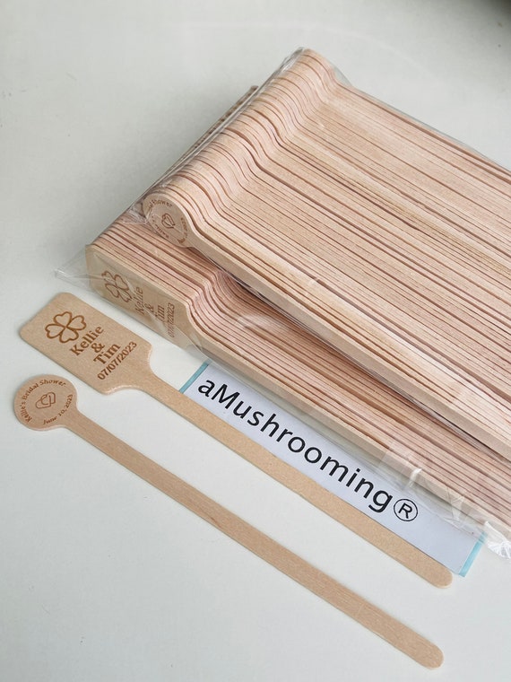 100 Custom Wooden Stir Sticks Leaf for Wedding Cocktails 