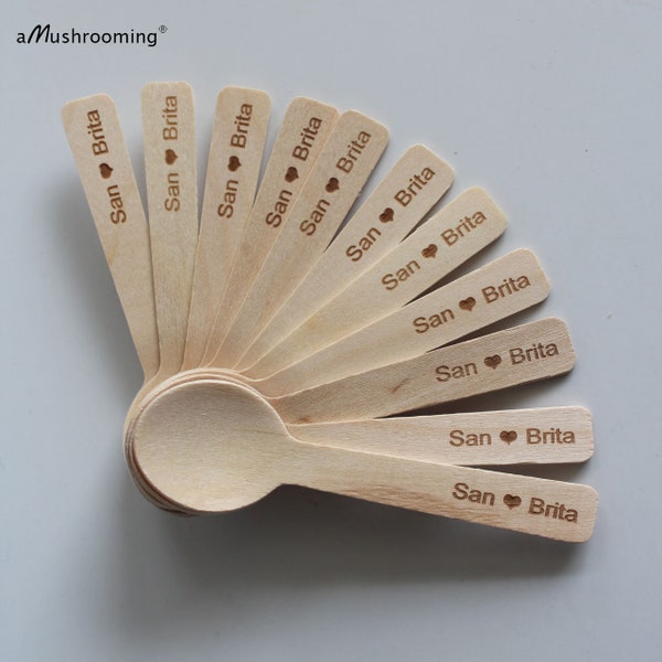 Ice Cream Spoons Personalized Engraved Mini Spoon Cooking Party Favors, Party Favors For Kids, Wedding Shower Favors Wooden Spoons