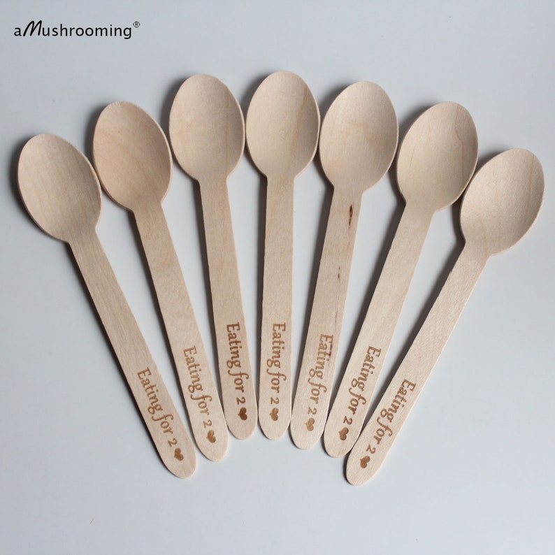 X25 Personalized Disposable Spoons Eco Wooden Silverware Etsy