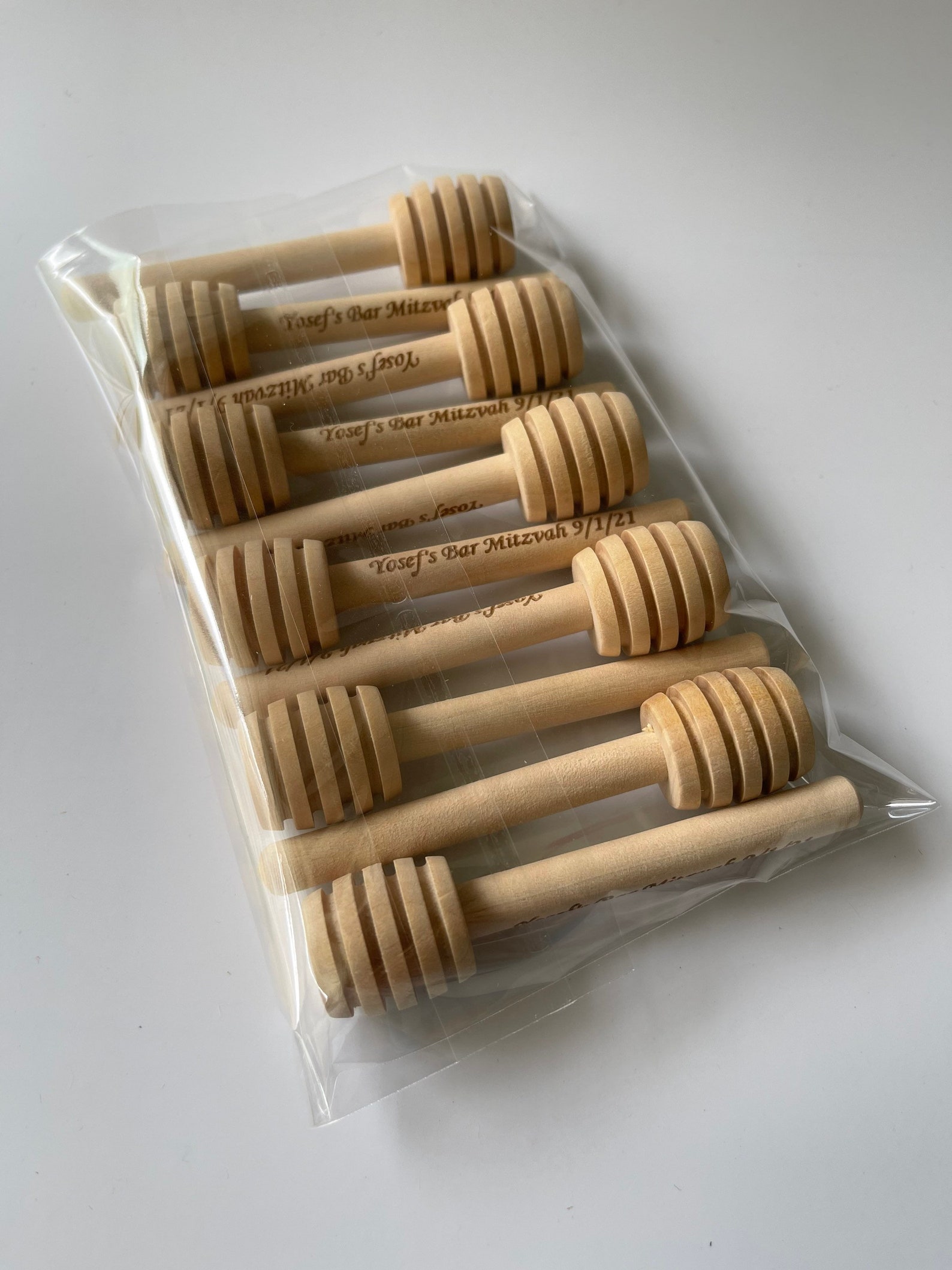 100 Pieces Wooden Honey Dippers Custom Engraved Bar Mitzvah Etsy