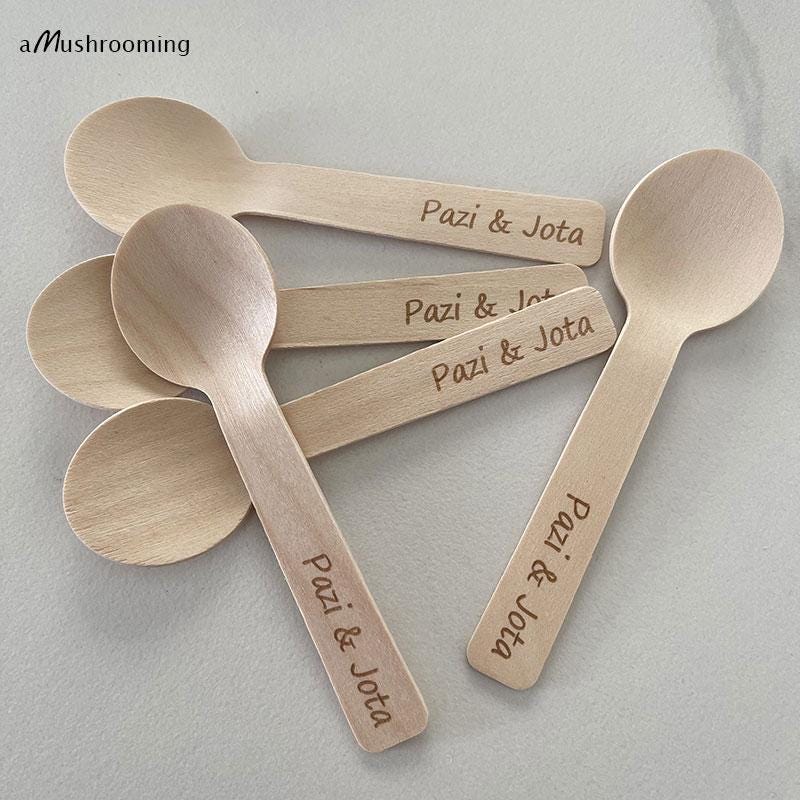 Personalisierte Dessert Löffel Eis Runde Löffel Herz Gravur Name Datum Holz Utensilien Hochzeitsgeschenk Hochzeit Party Hochzeit Dekoartion
