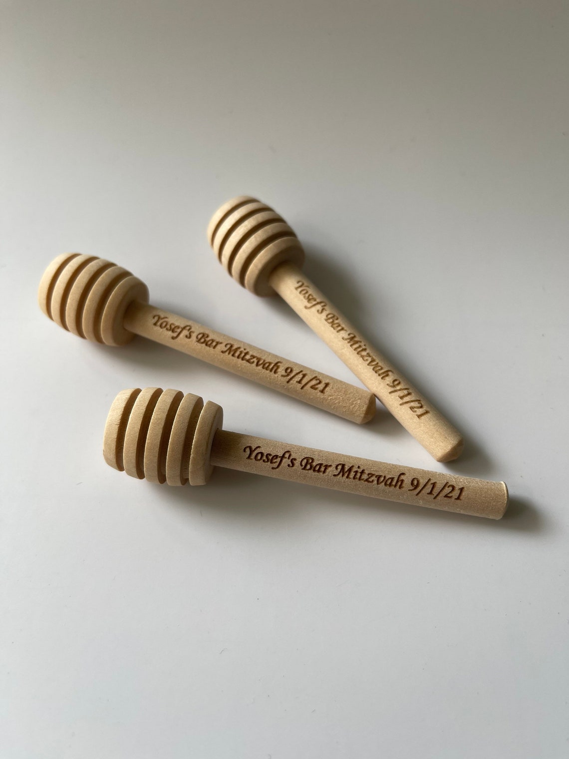 100 Pieces Wooden Honey Dippers Custom Engraved Bar Mitzvah Etsy