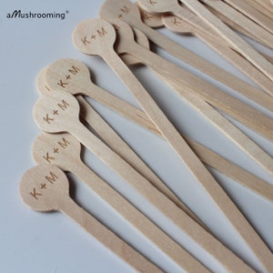 150 Natural Wooden Drink Stirrers - Coffee Stirrer - Beverage Bar Stick Wood Drink Stirs Customized LOGO for Personalized Wedding Party Cafe
