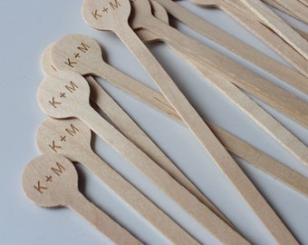 150 Wooden Drink Stirrers - Beverage Bar Stick Wood Drink Stirs for Personalized Wedding Party