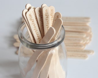 Laser Engraved Personalized Popsicle Sticks, Party Wooden Sticks, Wedding Favors