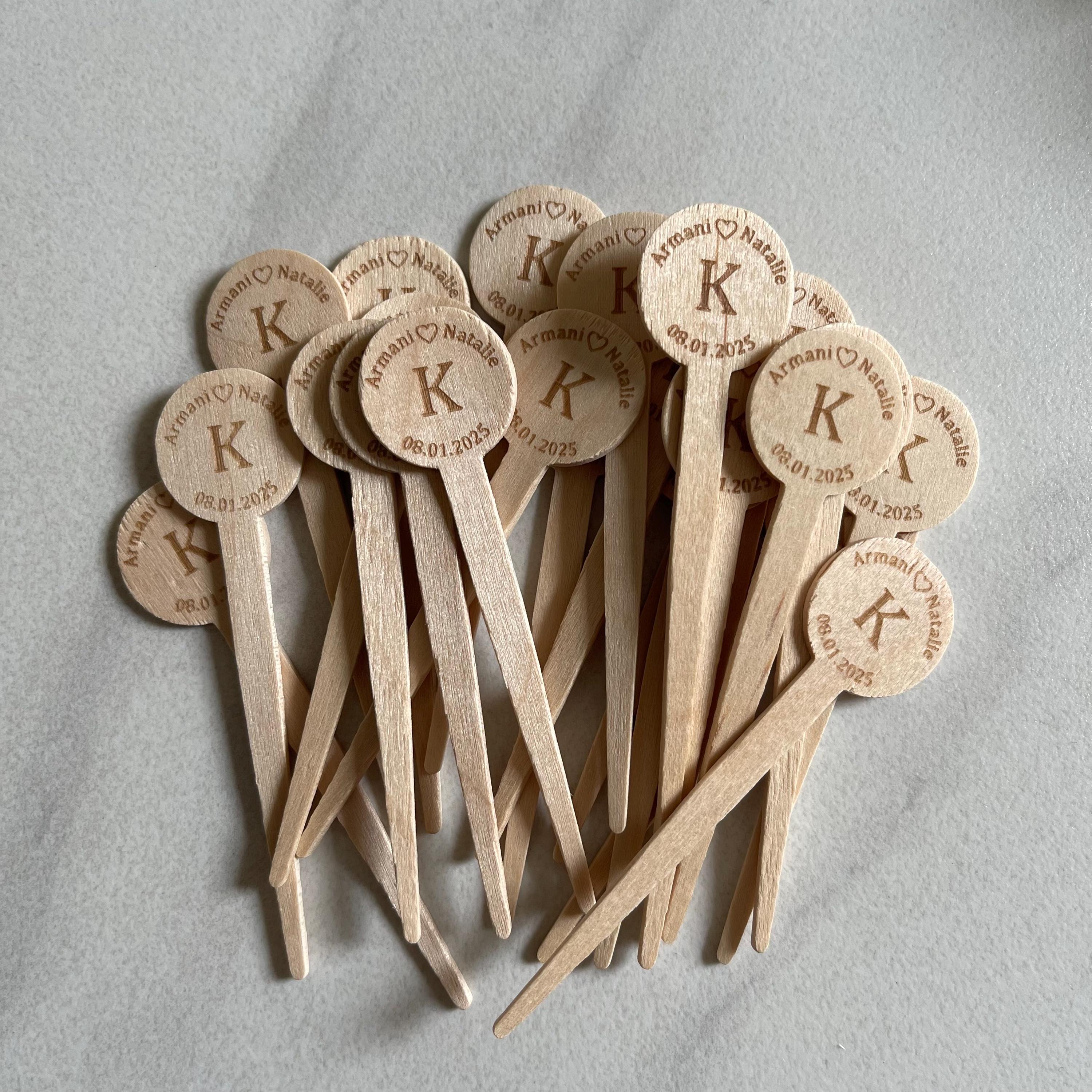 Wholesale Wood Picks 8cm Cupcakes Toppers Personalized Cake Picks ...