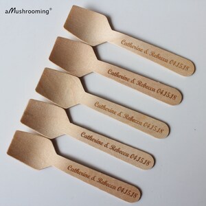 Wooden Spoons Personalized Engraved Mini Spoon Cooking Party Favors, Party Favors Kids, Wedding Shower Favors Ice Cream Spoons 9.5cm image 3