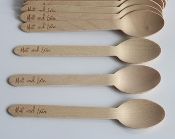 50 cuillères en bois personnalisées Cuillères en bois régulières personnalisées 16 cm Graver/personnaliser Cadeaux/Faveurs pour mariage/Baby Shower Souvenirs Cadeau de mariage