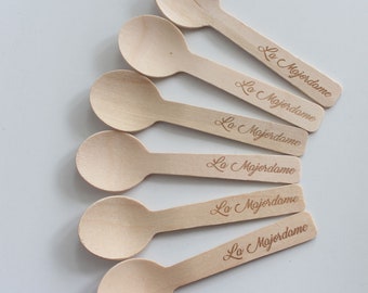 500 Ice Cream Spoons Personalized, Engraved Mini Spoon, Cooking Party Favors, Party Favors Birthday, Wedding Shower Favors Wooden Spoons