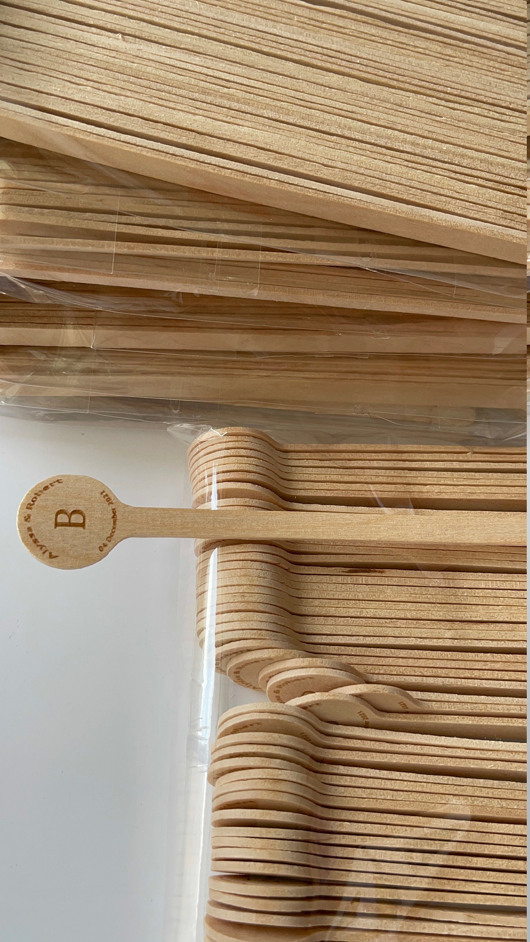 Natural Wooden Drink Stirrers 100- Coffee Stirrer - Beverage Bar Stick Wood Drink Stirs Customized LOGO for Personalized Wedding Party Cafe