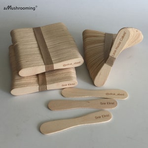 Personalized Popsicle Sticks Bowtie Wood Flat Ice Cream Spoon Pop Sticks Wedding DIY invitation100 image 5