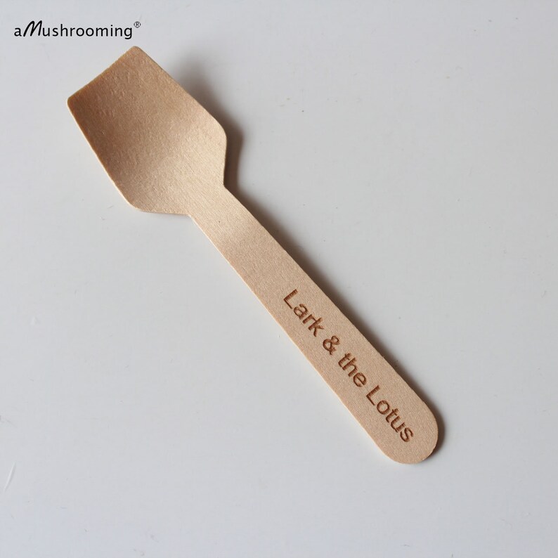 Cooking Party Personalized Dessert Spoon Ice Cream Flat Spoons Coffee Spoons for chopped party 9.5cm Wood Utensils Cupcake Toppers