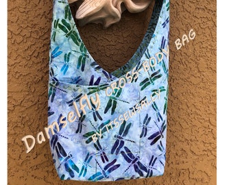 CROSS-BODY Bag -pdf Pattern-32.5&quot;h- Free YouTube video ~ LG. center compartment+6 inside-outside pockets circle the bag-Washable-Lightweight