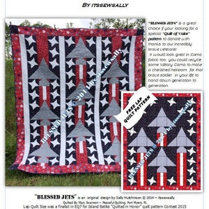 Patrón PDF de colcha de veteranos de QOV con jets: incluye 2 tamaños: tamaño completo de 74&quot; x 92&quot; y colcha de regazo premiada GRATIS de 48&quot; x 60&quot; para hacer y donar.
