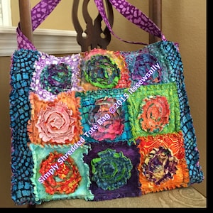 Rag Bag Carry All Tote - SiMpLy ShReDdEd- 16” x 13” x 4” uses Charm Pack sq.'s - 2 style options - PDF Tutorial