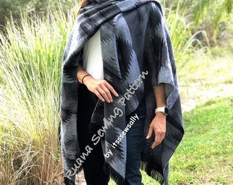 Ruana Shawl or Wrap & Scarf PDF SEWING PATTERN to Make a beauitiful wardrobe "must have"- a quick and simple gift for all seasons