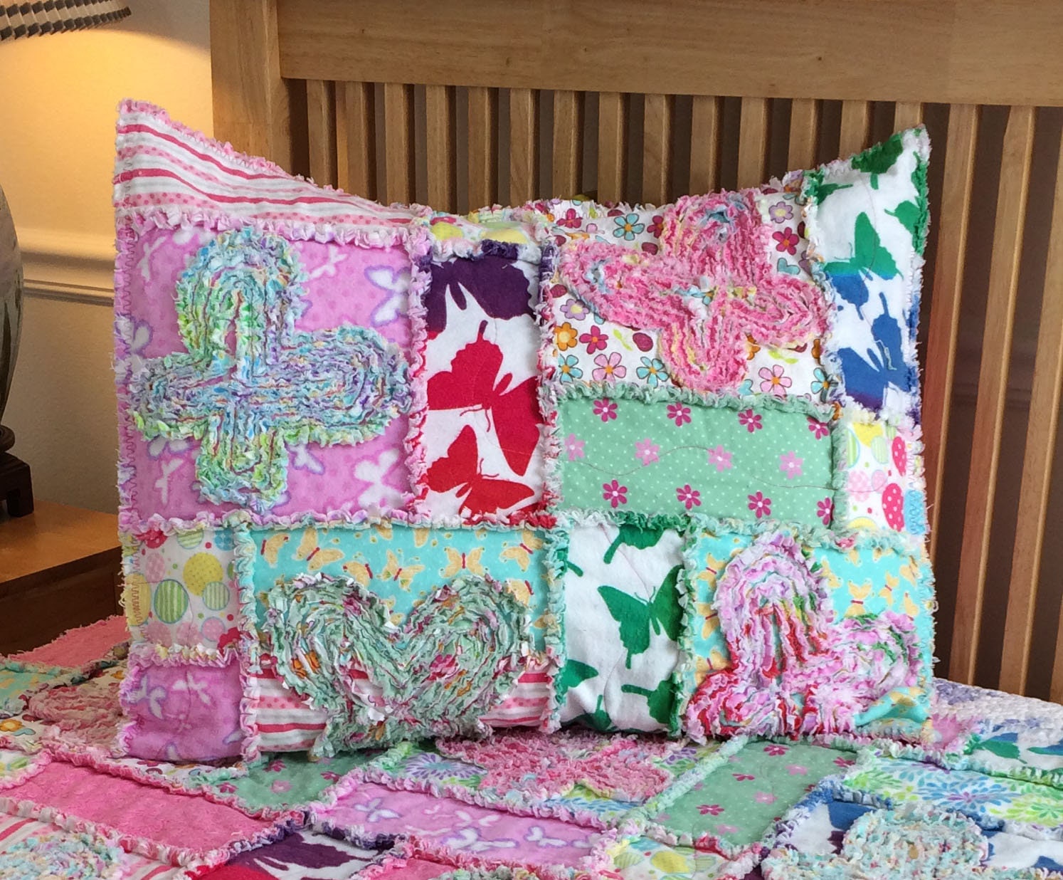Butterfly Rag Quilt & Pillow Sham PDF Pattern: Twin or Throw Size ...