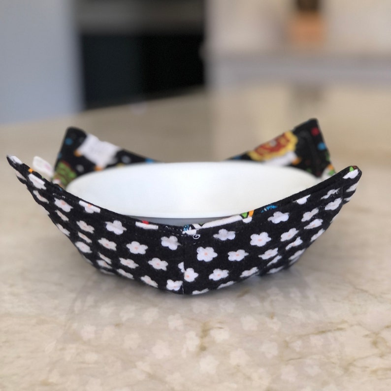 Best Microwave Bowl Cozies HaPpY DaNcInG ChIhUaHuAs make you smile Thicker, 100% Cotton FLANNEL-batting-washable-reversible-microwave safe image 6