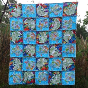 Rag Quilt pattern Fish Quilt  instant download  PDF PATTERN-TUTORIAL  &quot;Just Keep Swimming&quot;  42 x 49 directions for any size!