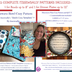 Microwave BOWL+PLATE Cozy 2 Complete Patterns included! Make Soup Bowl and Dinner Plates Cozies-Fast-Accurate-washable +Quick Cozy Template