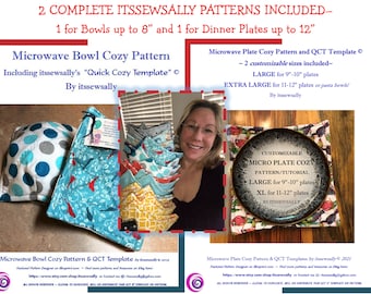 Microwave BOWL+PLATE Cozy 2 Complete Patterns included! Make Soup Bowl and Dinner Plates Cozies-Fast-Accurate-washable +Quick Cozy Template