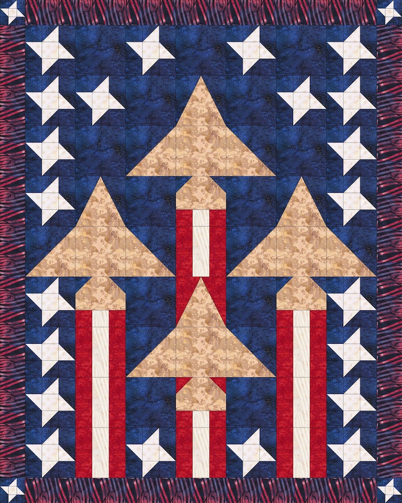 Veterans Quilt with JeTs PDF Pattern/tutorial 2 SIZES included Full size 74x92 & FREE award winning Lap quilt 48x60 to make and donat image 8