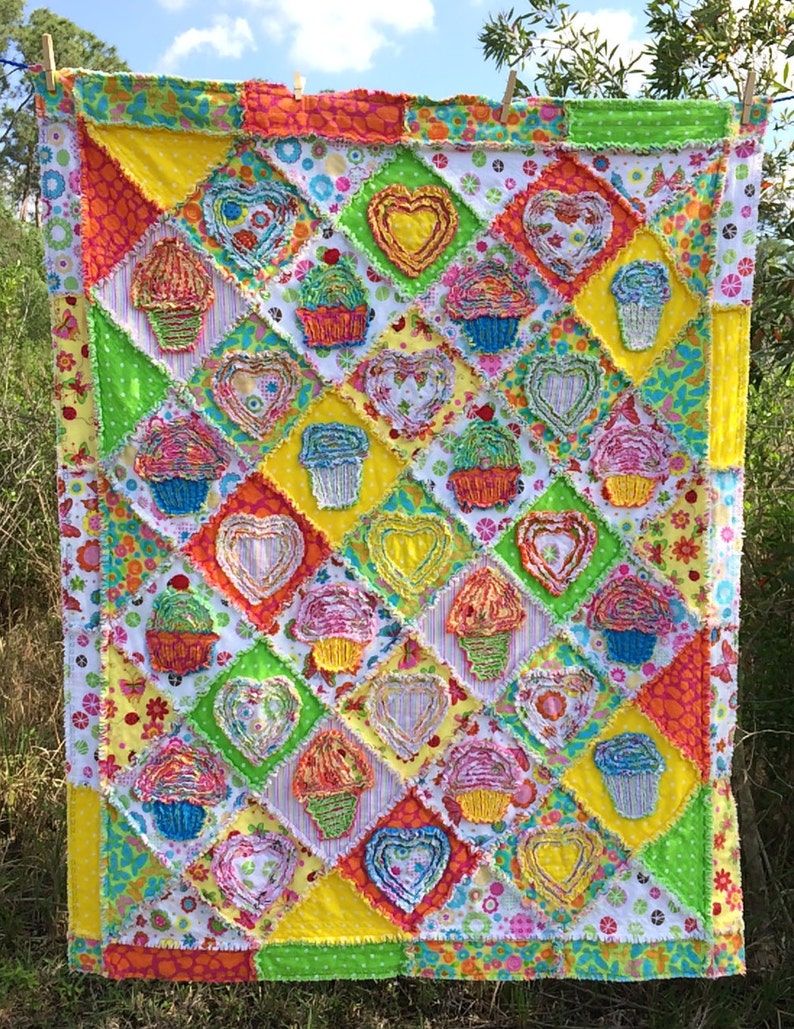 Rag Quilt Cupcake pattern youth throw size 45 X 56 | Etsy