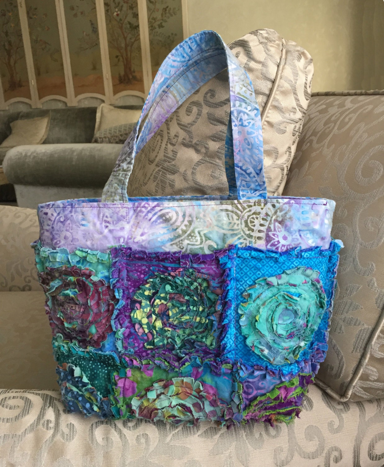 Rag Purse PDF PATTERN plus Free makeup bag pattern included   13" x 9" for Charm Packs or from your stash