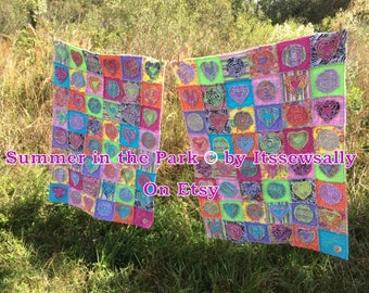 Rag Quilt PDF Pattern/Tutorial-cute "Shredded Style" technic, Quick & Fun to make! FREE YouTube Video included how to "shred the appliques"