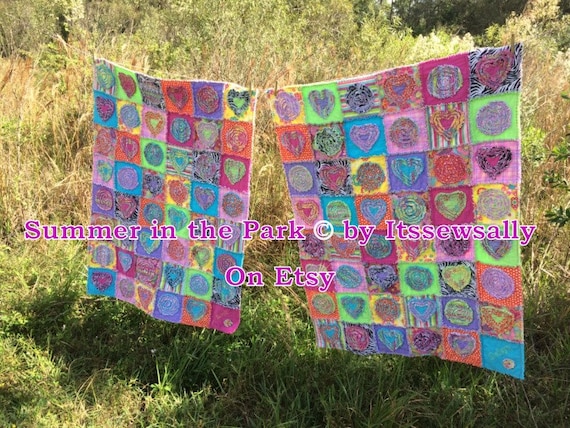 Rag Quilt PDF Pattern: Summer in the Park Shredded Style Throw (42x56) (DIY YouTube Video)