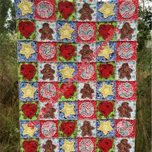 Christmas Rag Quilt pattern 48"x64" instant download  PDF PATTERN-TUTORIAL “ShReDdEd ChRiStMaS” 48"x64"