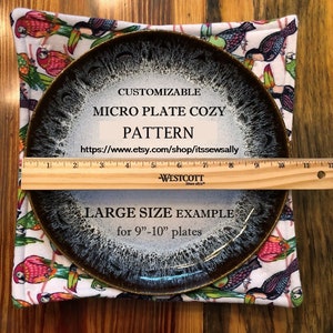 Microwave Plate Cozy-DIY Pattern-YouTube Video-Templates in 2 sizes Lg. & XL. -9" to 12" plates or pasta dish" INCLUDED-Faster more Accurate