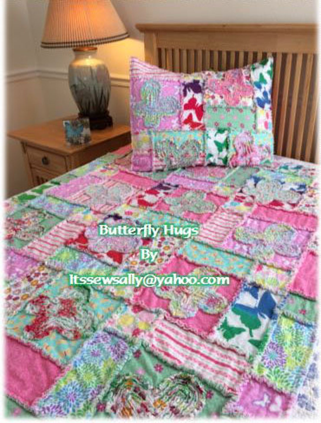 Butterfly Rag Quilt & Pillow Sham PDF Pattern: Twin or Throw Size ...