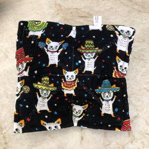 Best Microwave Bowl Cozies HaPpY DaNcInG ChIhUaHuAs make you smile Thicker, 100% Cotton FLANNEL-batting-washable-reversible-microwave safe image 2