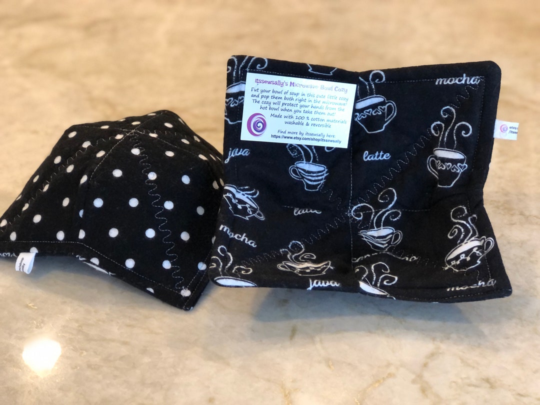 The Best Microwave Bowl Cozys Black and White Reversable & THICKER 100