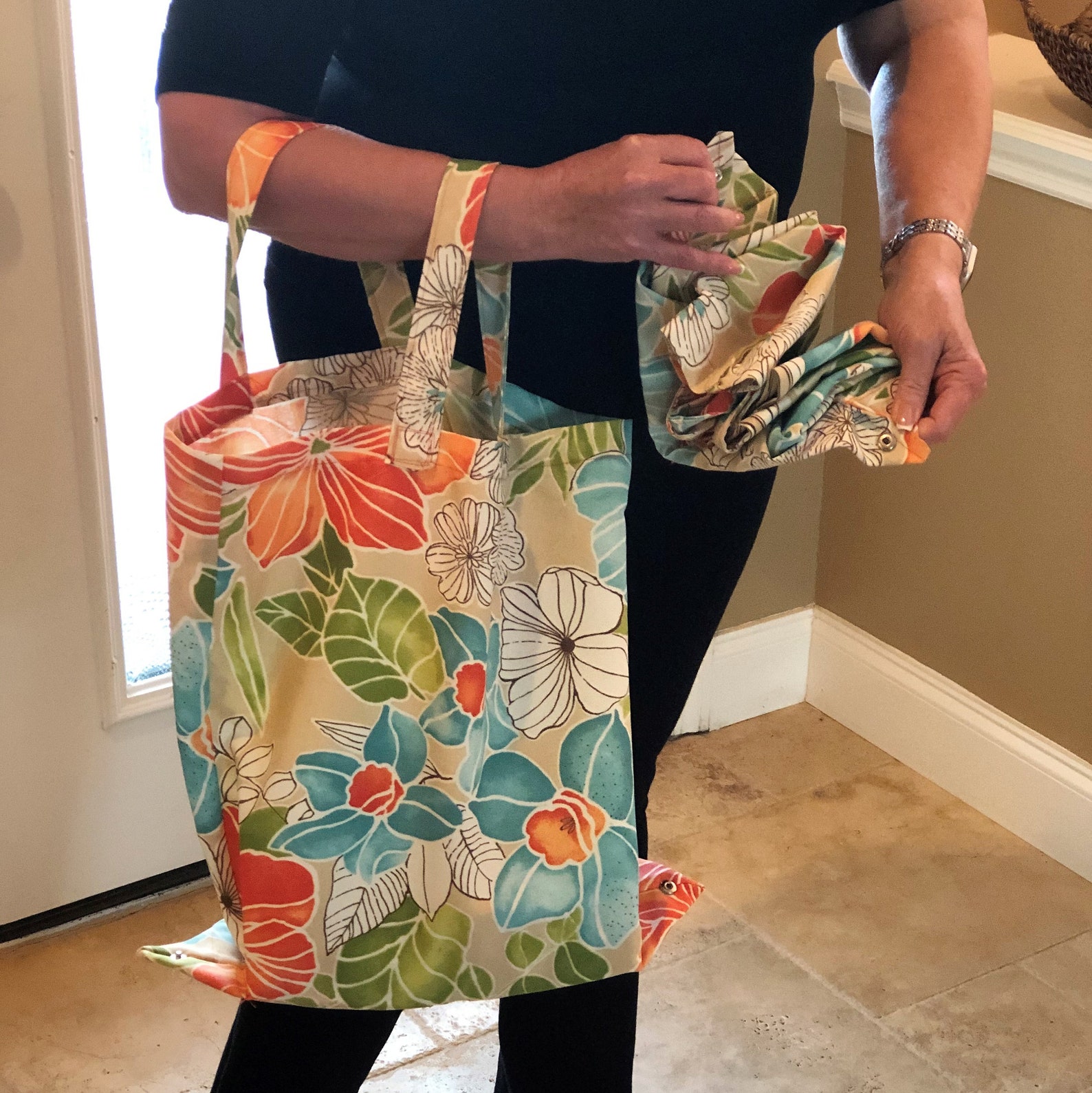 Folding Market Tote With Snaps Shopping Bag snappy Etsy