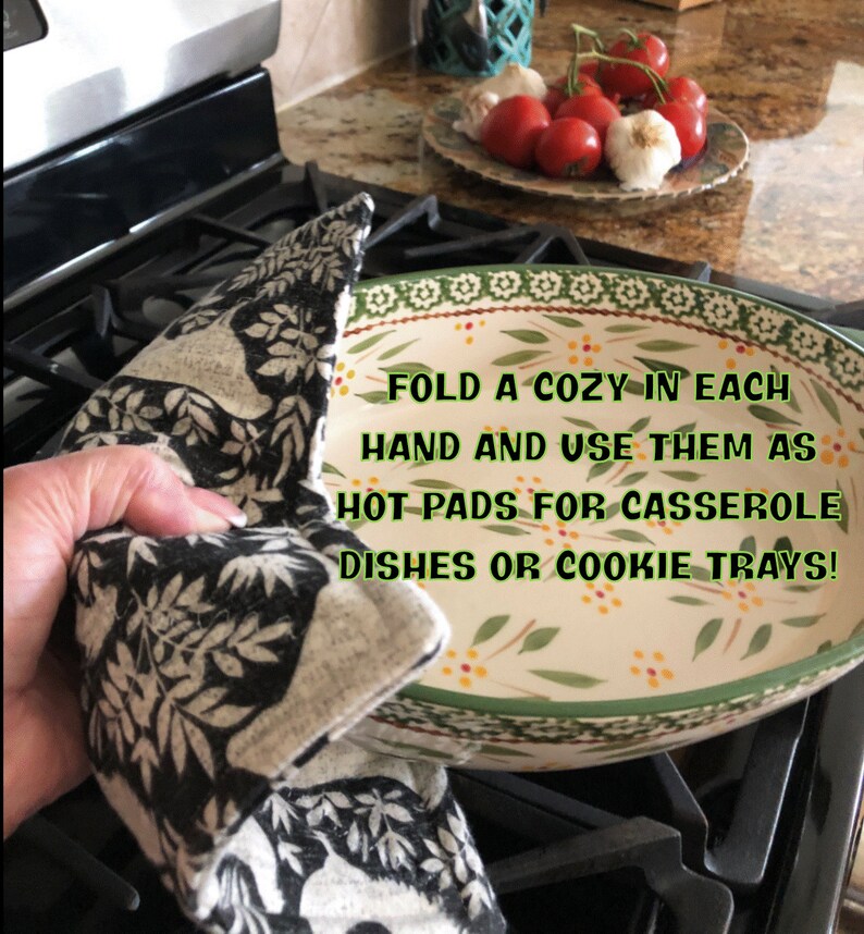 Best Microwave Bowl Cozies HaPpY DaNcInG ChIhUaHuAs make you smile Thicker, 100% Cotton FLANNEL-batting-washable-reversible-microwave safe image 10