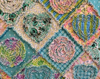 Rag Quilt PATTERN-TUTORIAL “Diamonds in the Rough” two sizes - Lap Quilt or Med.Throw 45” X 56" & large throw size 57" x 67" Shredded Style