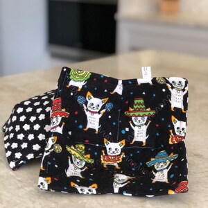 Best Microwave Bowl Cozies HaPpY DaNcInG ChIhUaHuAs make you smile Thicker, 100% Cotton FLANNEL-batting-washable-reversible-microwave safe image 8