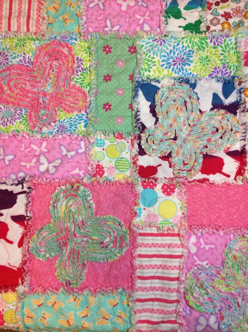Butterfly Rag Quilt & Pillow Sham PDF Pattern: Twin or Throw Size ...