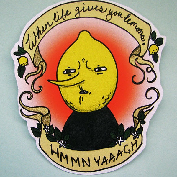 Lemongrab Tattoo Flash Sticker