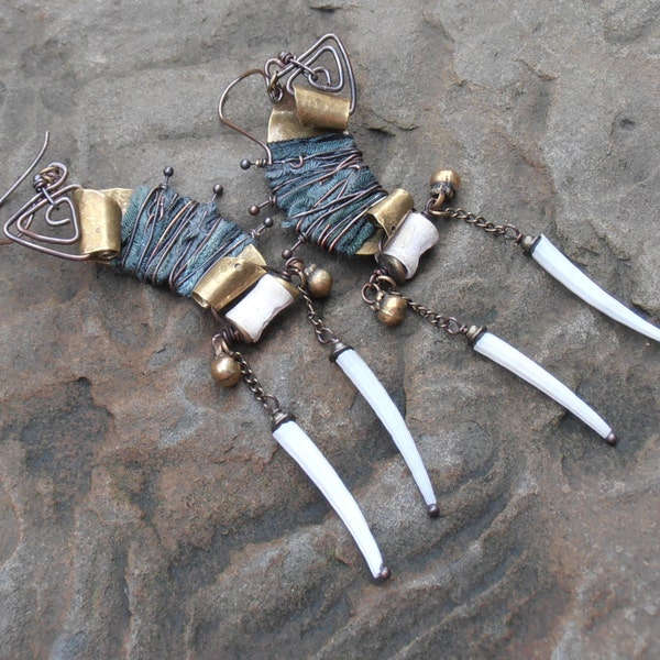 OOAK Primitive Tribal Inspired Earrings