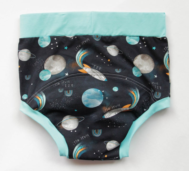 Diaper ABDL with a high fit. Space training pants by an adult boy. Adult baby boy clothing. image 2