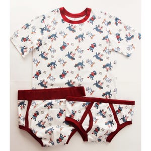 Set of three: T-shirt, briefs and diaper sweatpants. Clothing for an adult diaper lovers