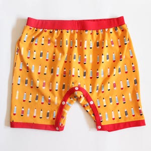 Adult Shorts with Bottom Access. Bright Pencil Print